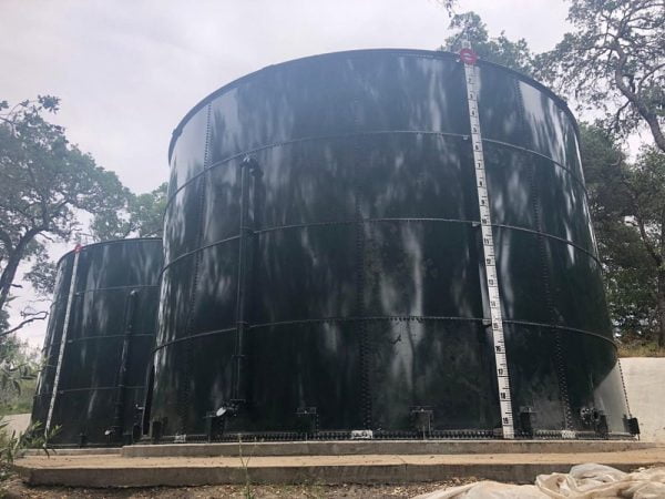 7,000 Gallon Carbon Bolted Steel Tank, Low Profile Roof - Diameter: 12' Peak Height: 8'