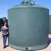 The image depicst a 5,000 Gallon Vertical (straight-wall) Water Storage Tank 119”D x 116”H